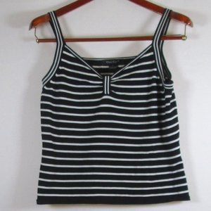 C'est City Womens Crop Top Tank Black & White Stripped Size Large V-neck…